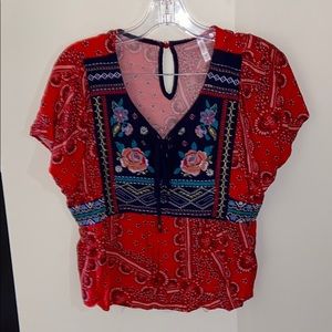Printed short sleeve blouse